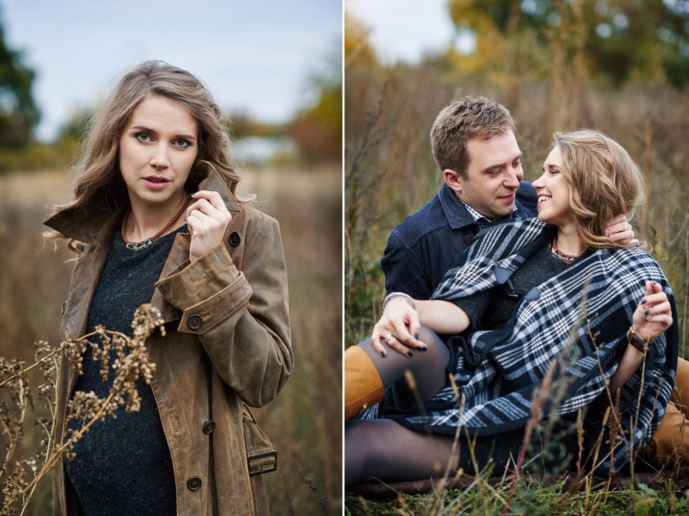 fotografia ciążowa i rodzinna - zdjęcia pary podczas spaceru jesienią- dypytk